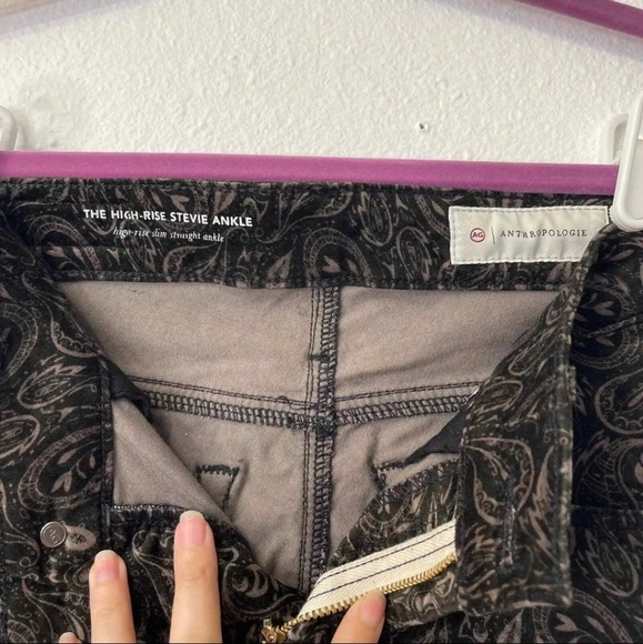 ANTHROPOLOGIE AG Velvet Paisley Print High Rise Stevie Ankle Pants 26R - Picture 4 of 4